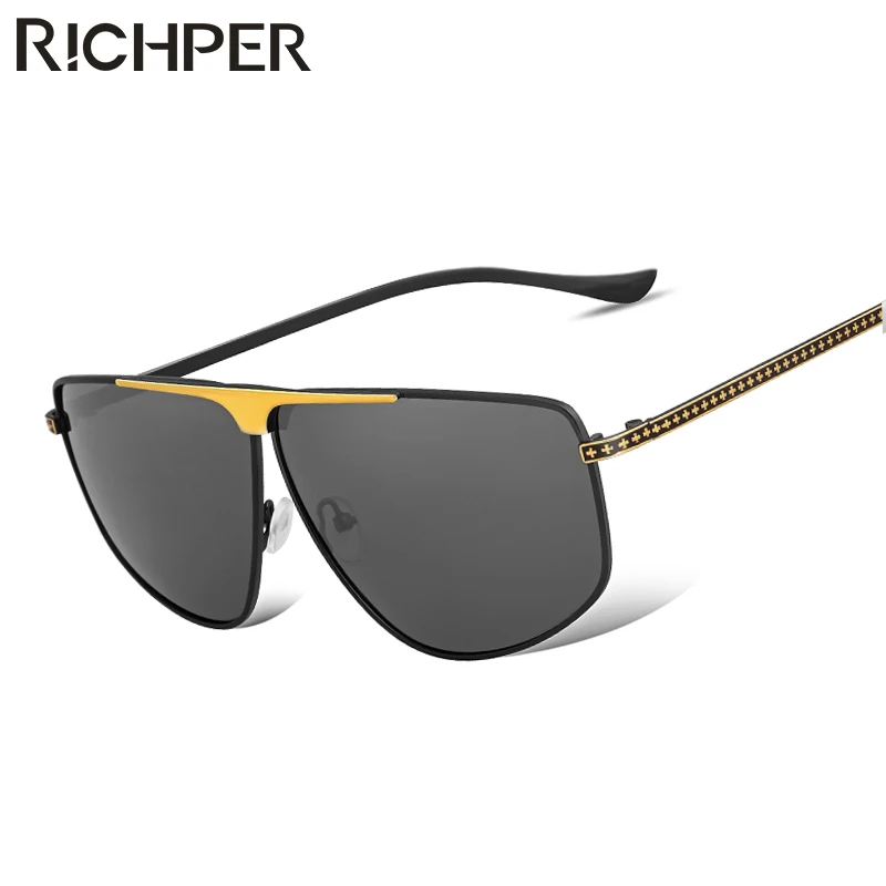 RICHPER Classic Brand HD Polarized Men Sunglasses Vintage Mirror Male
