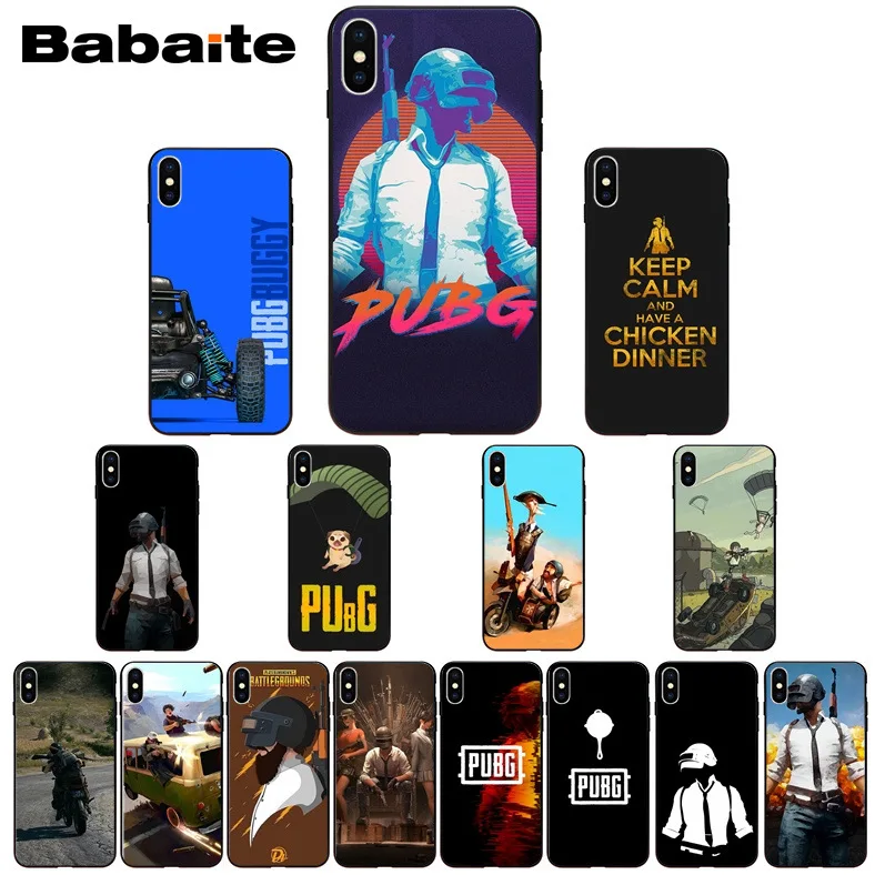 Мягкий черный Чехол Babaite PUBG для Apple iPhone 8 7 6 6S Plus X XS MAX 5 5S SE XR 11 11pro 11promax | Мобильные
