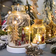 Christmas Lighting Decoration Snow Scene Night Light Reindeer Christmas Tree Snowball Festive Home Decorations Glass Bottles festive products led lantern flashing light ice fence light snow decorative light christmas lights christmas tree pendant