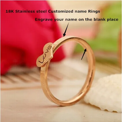 Customized Wedding Rings Rose Gold Plated Stainless Steel Heart Customized Wedding Rings Rose Gold Plated Stainless Steel Heart For Men Women Engrave Name