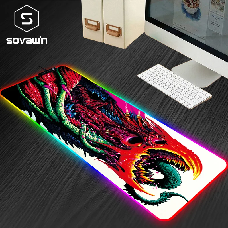 

80x30cm XL Gaming Mouse Pad Large USB RGB Mousepad Mat with Backlight Gamer cs go Hyper Beast Rubber Mouse pad For PC Computer