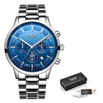 

Watches Men 2018 Luxury Brand LIGE Chronograph Men Sport black Watches Moon phase Waterproof Quartz Mens Watch Relogio Masculino