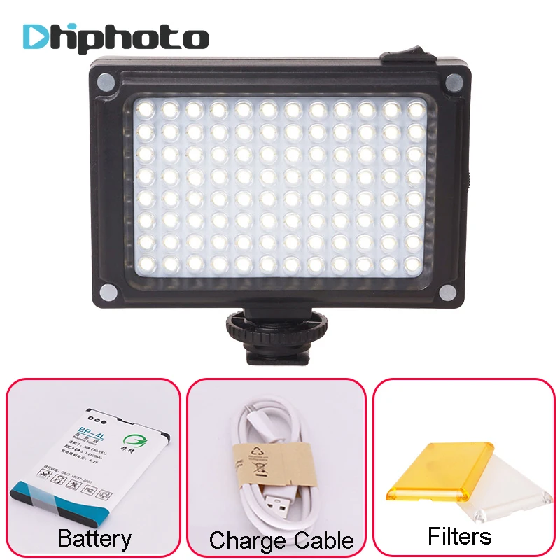 Ulanzi 96 LED Video Light with Battery Filters Hotshoe Photo Lighting on Camera for Canon Nikon Sony Camcorder DV DSLR