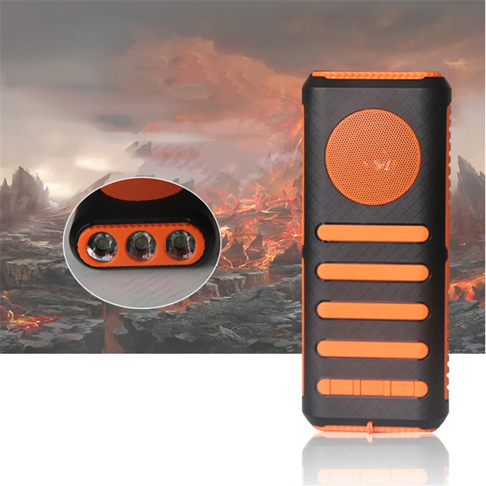 

High power recharable led flashlights build in battery USB Orange Multifunctional with Bluetooth speaker 3 in 1 torch 3leds