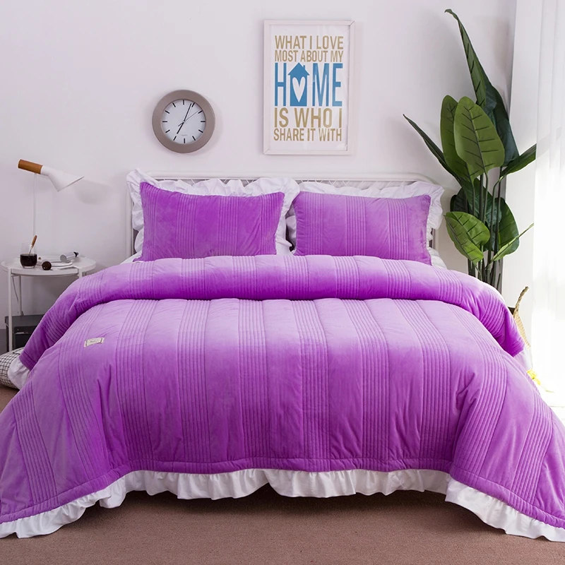 Polar juego de cama colcha edredón manta set invierno cálido edredón ropa de cama fundas de almohada juego de cama linge de lit Polar juego de cama colcha edredón manta set invierno cálido edredón ropa de cama fundas de almohada juego de cama linge de lit
