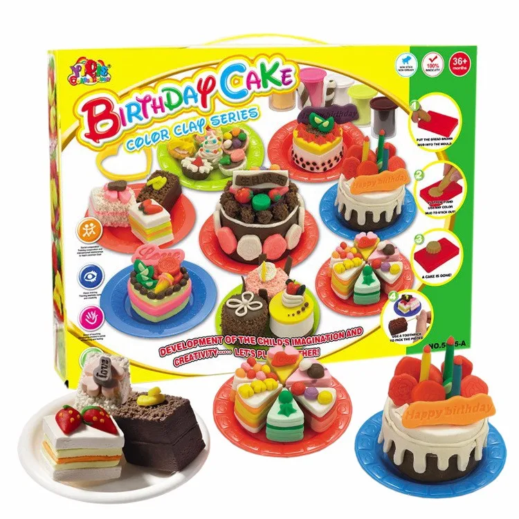 Pate A Modeler 3d Pour Enfants Ensemble De Gateaux D Anniversaire Avec Moules 8 Couleurs Jouet Educatif Et D Apprentissage Aliexpress