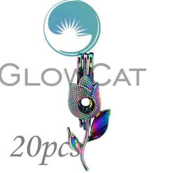 

20X CC253 Colorful Rose Flower Beads Cage Jewelry Making Essential Oil Diffuser Aroma Stone Pearl Cage Locket Pendant