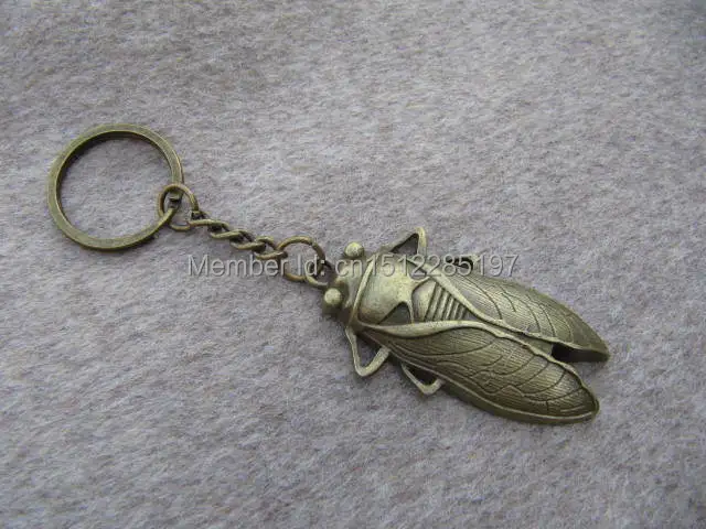 Brass Cicada keychain Beetle Antique bronze Pendant Insect retro jewelry | Украшения и аксессуары