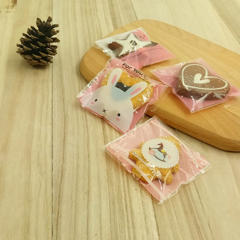 10 Pcs 10x10cm Candy Cookies font b Bags b font with adhesive OPP Plastic gift font