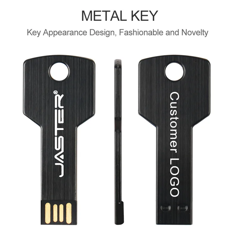 JASTER персональный логотип USB 2,0 металлический, в форме ключа накопитель 4 GB 8 GB 16 ГБ, 32 ГБ, 64 ГБ 64 GB Usb Flash drive Бизнес памяти у придерживаться