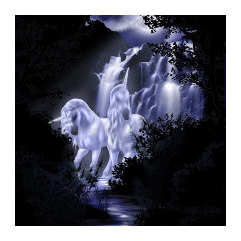 Black tree white unicorn Diy Diamond painting diamond stitch crystal diamond sets decorative Diamond embroidery
