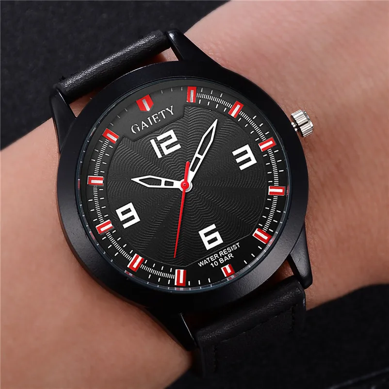 Fashion mens watches top brand luxury quartz-watch Pattern  Leather Strap Belt Table Watches Analog Quartz Watch clock 3M24#N (1)