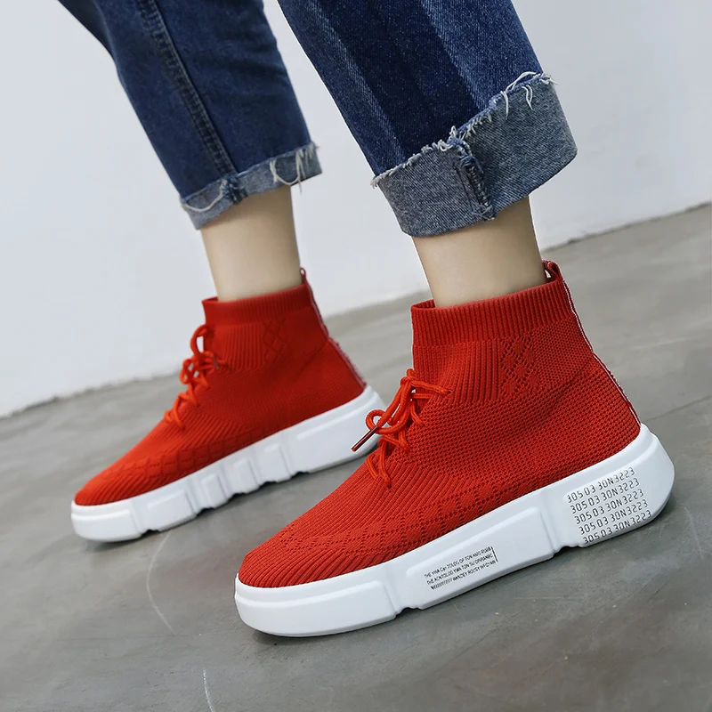 

2018 Korean version of the new stretch socks women's shoes Harajuku summer wild high-top casual shoes