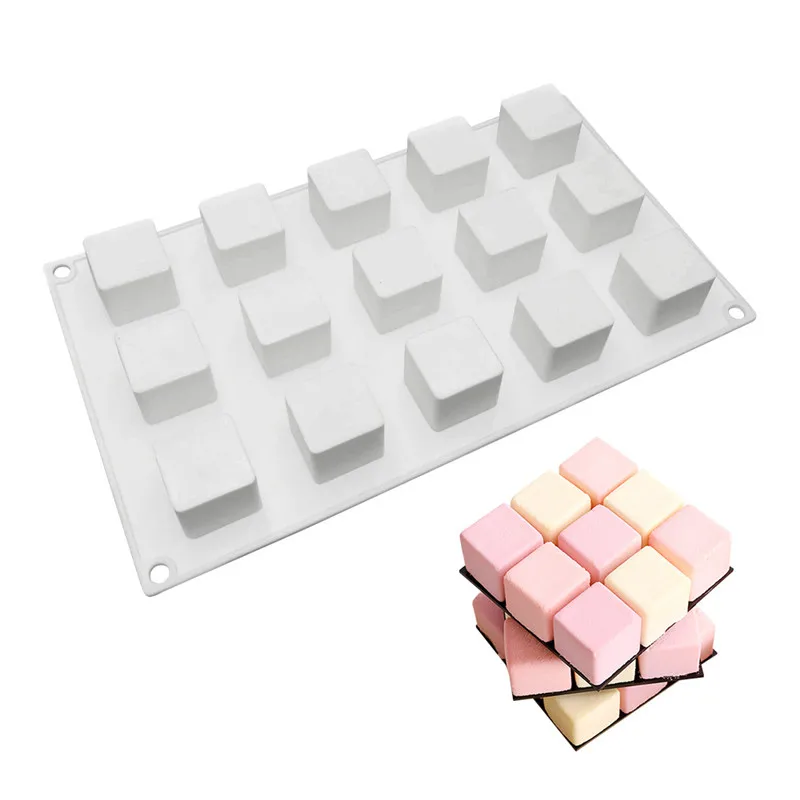 15 Lattices Porous Silicone Molds Cake Decorating Tools Magic Square Baking Mold Dessert Muffin