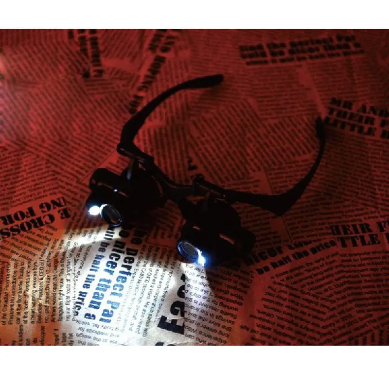 جديد تصميم مجهر نظارات نوع 20X ووتش إصلاح المكبر مع مصباح ليد الصيد البصريات في الأسهم الساخن