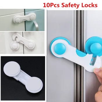

10pcs/Lot Drawer Door Cabinet Cupboard Toilet Safety Locks Baby Kids Safety Protection Plastic Locks Straps Baby Safety Lock