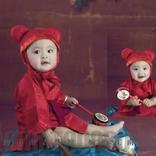 Zhua Zhou красный Hanfu Детский костюм для маленьких мальчиков, фото костюм на день рождения для мальчика 90cmH