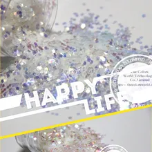 Очень блестящий переливающийся свет Bullion белого цвета шестигранный Блеск 1,5 мм размер для украшения ногтей 1 лот = 50 г* 2 цвета = 100 г