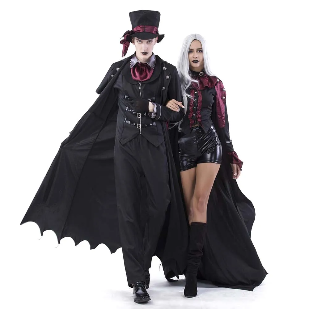 Взрослый Граф костюм Дракулы дамы джентльмен Делюкс готический костюм вампира Хэллоуин костюм кровеносный вампир нарядное платье
