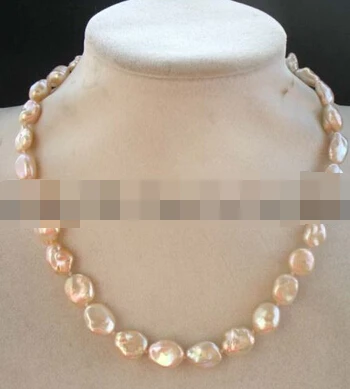 

Jew2305 freshwater pearl pink flat reborn keshi necklace 17