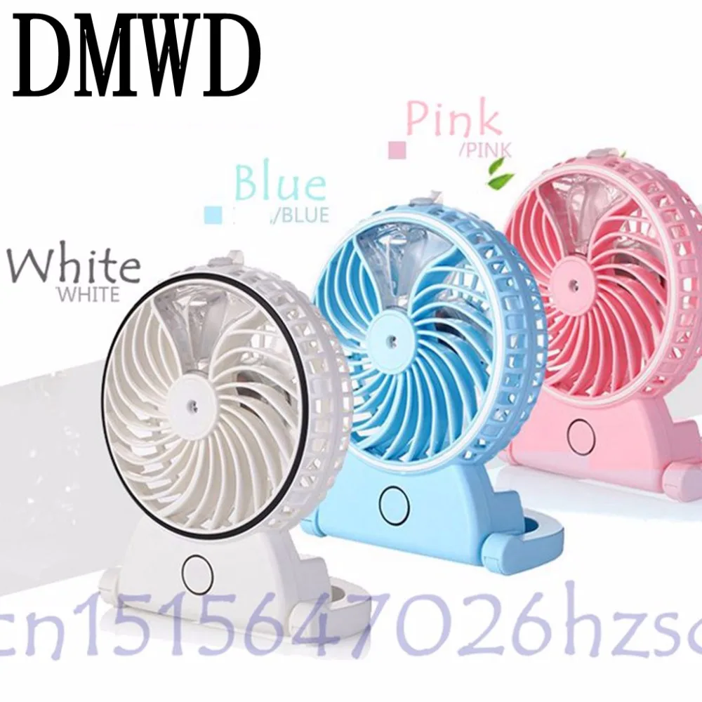 

DMWD Summer Humidifier Mini Fan USB Rechargeable Water Mist Fan With Lithium Battery Office Home Round Table Pedestal Cooling