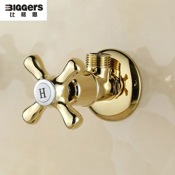 

Free shipping European style luxury gold plated toilet valve copper basin faucet angle valve kitchen faucet water stop valve