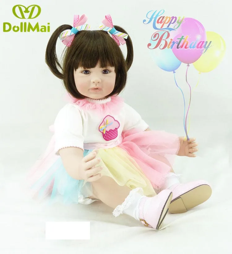 

Silicone Reborn Baby girl Doll Toys 60cm vinly Princess Toddler time baby alive dolls for child gift oyuncak bebek boneca