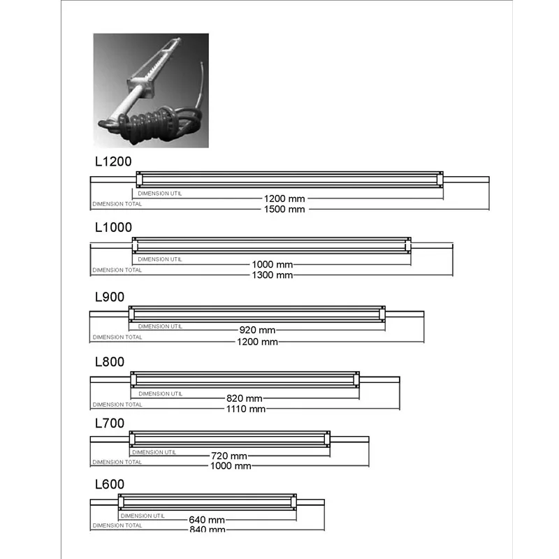 Barre d'élimination statique L600 sans fil, pour machine à fabriquer des sacs, longueur totale 840mm, chaque côté 100mm, longueur d'effet 640mm