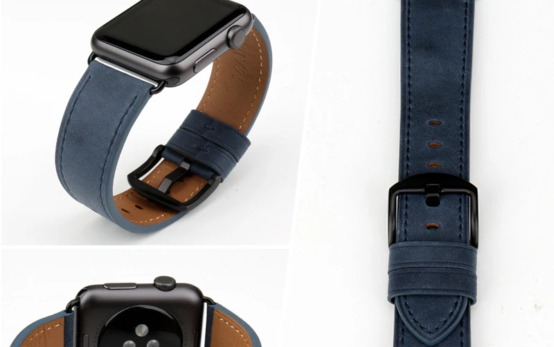 Аксессуары для часов Ремешок для часов из натуральной кожи для Apple Watch Band 44 мм 40 мм& Apple Watch Band 42 мм 38 мм iwatch Series 1 2 3 4