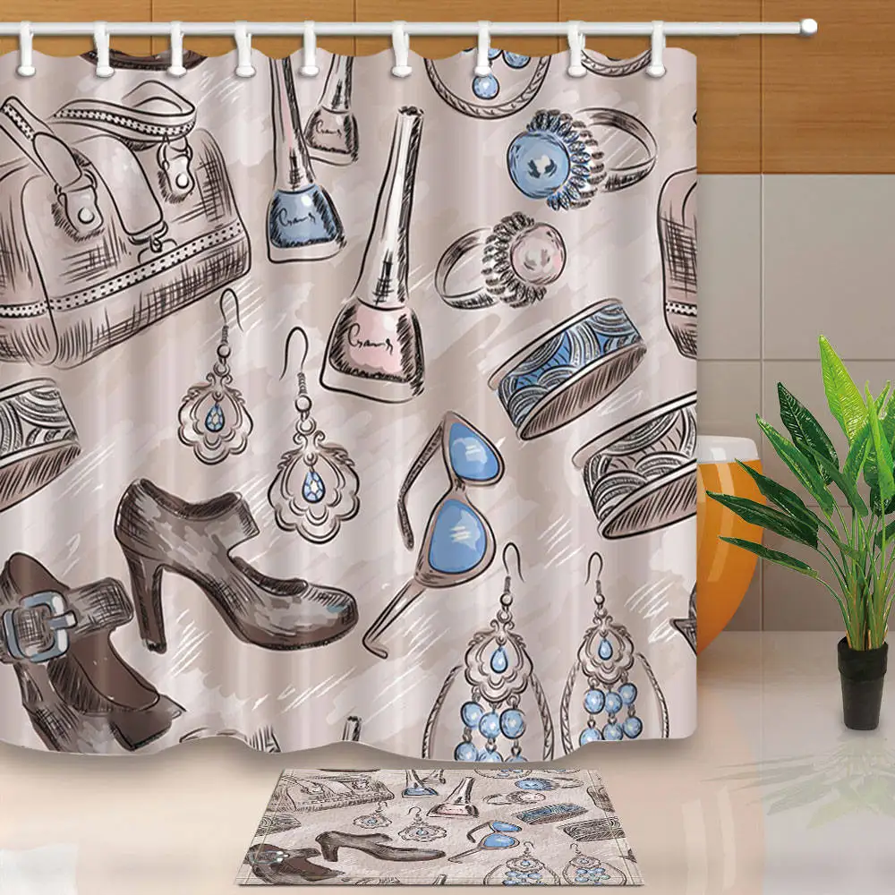 Современный простой стиль занавески для душа губная помада губ печати ванная комната шторы водонепроницаемый и устойчивый к плесени с 12 пластиковыми крючками