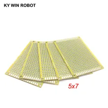 5 шт. 5x7 см 50x70 мм желтый, двух сбоку Прототип PCB Универсальный печатные платы Прототип для Arduino