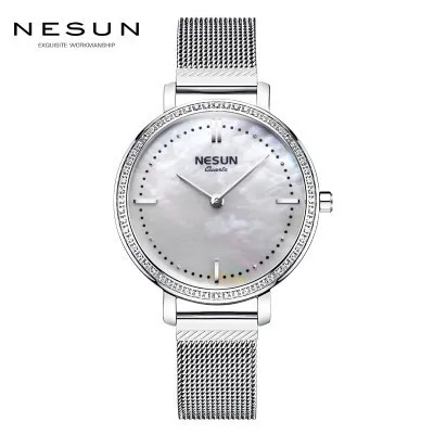 Item 2 Новинка, женские часы Nesun, люксовый бренд, Япония, кварцевый механизм, жемчуг, Relogio Feminino, часы с бриллиантами, ультра-тонкий, полностью стальной N8809-4 - Цвет: Item 2