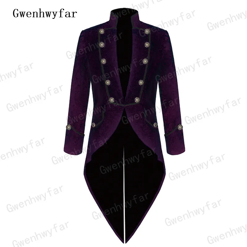 Gwenhwyfar, мужской темно-зеленый бархатный костюм, комплект, Блейзер, фрак, смокинг для жениха, мужские костюмы на свадьбу, выпускной, пиджак с брюками - Цвет: Фиолетовый