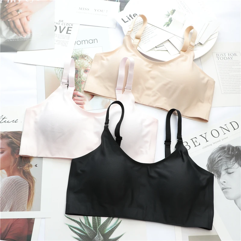 

Free Shipping Top Quality Wire free Solid and Mesh Face Soft Feeling Simplicity Bra and Women Underwear