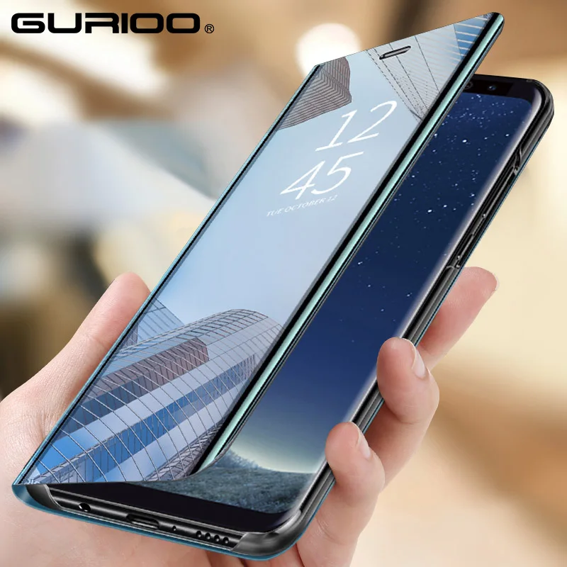 Умный зеркальный Прозрачный чехол для Samsung A3 A5 A7 2017 A6 A8 Plus 2018 A9 Star Lite A6S M10 M20 кожаный