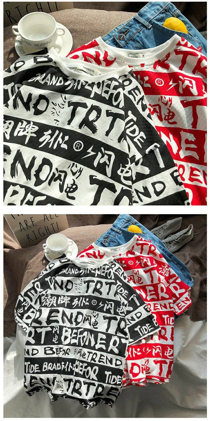 Oversized Mens Graffiti t Shirt Hip Hop Print Hipster Tshirt Men Fashions Street Style  (15)