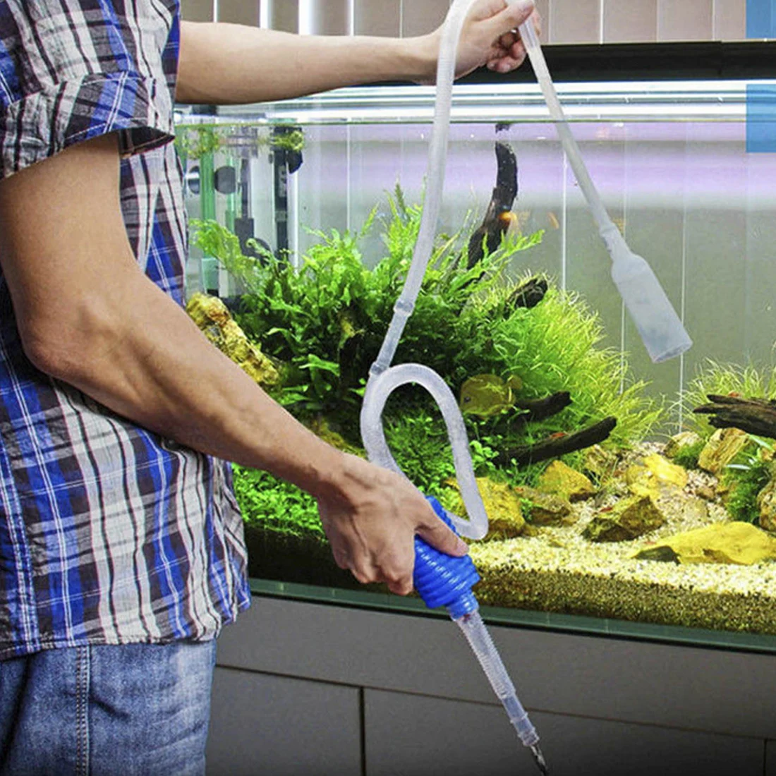 1,6 м инструменты для очистки аквариума вакуумный Сифон для очистки воды очиститель гравия фильтр для аквариума инструменты для очистки
