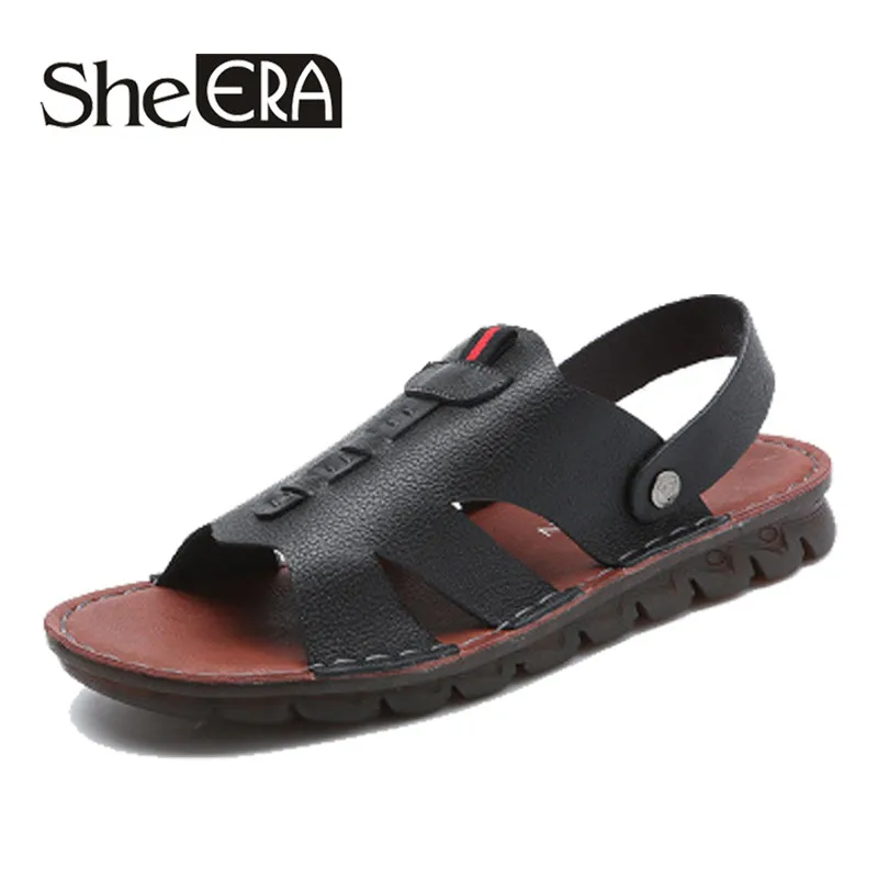 

2019 New Casual Brand Men's Flip Flops Genuine Leather Slippers Cool Summer Fashion Beach Sandals Shoes For Men zapatos hombre
