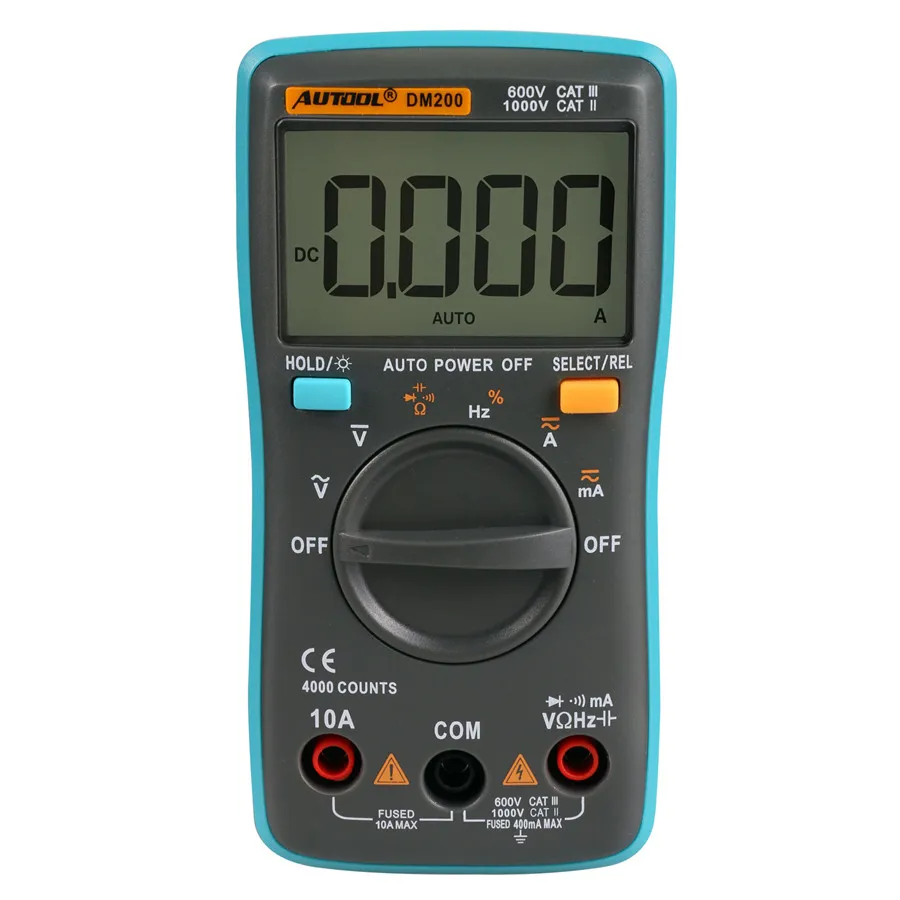 DM200 Portable Autoranging Digital Multimeter 4000 Counts Backlight AC