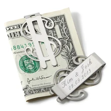 50 шт Индивидуальный свадебный подарок с коробкой$ символ Серебряный металлический зажим для денег с сумкой на день рождения и подарок; индивидуальный логотип