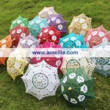 С фабрики хлопок Кружево RADIUS 19 см разные цвета смешанные Свадебные Зонты Защита от солнца зонты, украшения