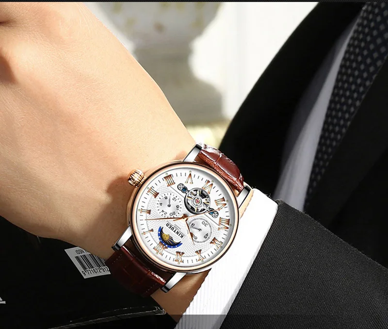 003KINYUED Top Brand Luxury Mechanical Watches for Men Moon Phase Automatic Watch Tourbillon Skeleton Sports Clock Steampunk Watchs (18)