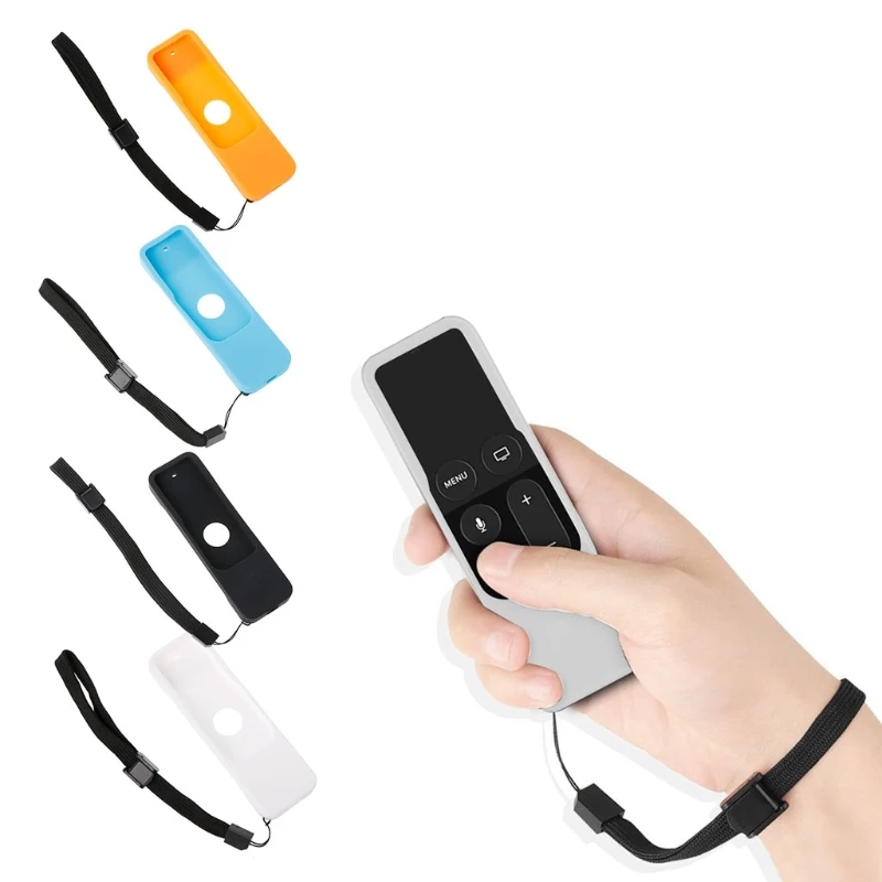 

Silicone Protective Case Cover Skin Sleeve with Lanyard Strap for Apple TV 4th Generation 4 Gen Siri Remote Controller