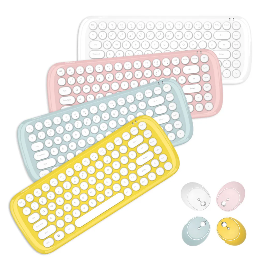 

2.4G Wireless Keyboard and Mouse Candy Colored Multimedia Keyboard Mouse Combo Set For Notebook Laptop Mac Desktop PC 513#3