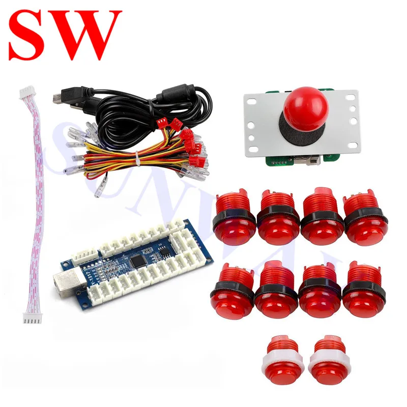Набор аркадных джойстиков сделай сам 1 плеер джойстик Sanwa + светодиодный аркадный