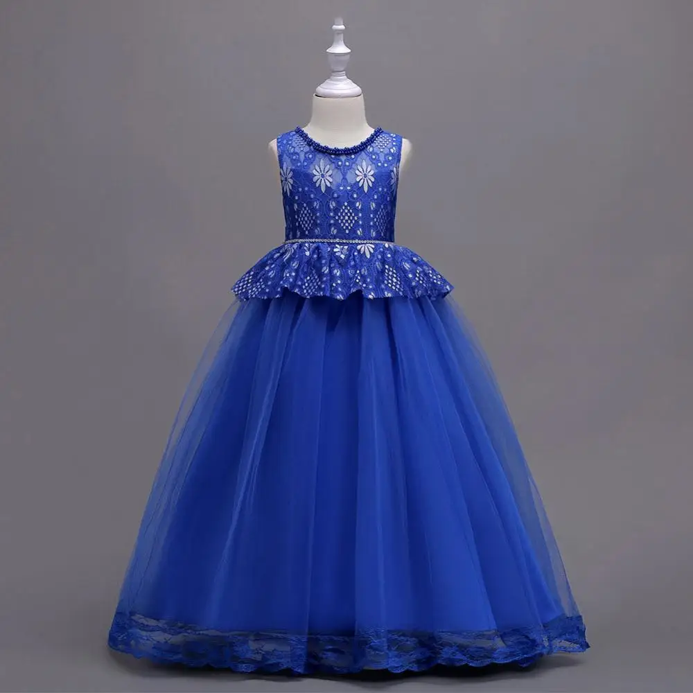 

Girls Princess Ball Gown Dress For First Communion Birthday Wedding Party 6 Colors Tulle Lace with Bow Flower Girl Dresses
