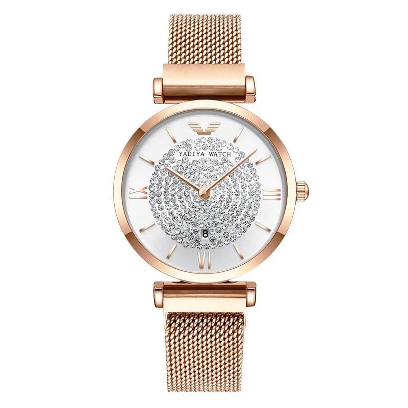 Женские часы на магнитном ремешке, минималистичные наручные кварцевые часы megir с бриллиантами, женские часы-браслет - Цвет: YDX02
