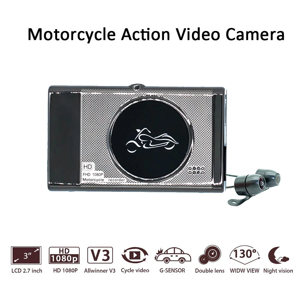 Новинка 3 0 &quotTFT Камера для мотоцикла DVR Full HD 1080P видеорегистратор Dash Cam Daul