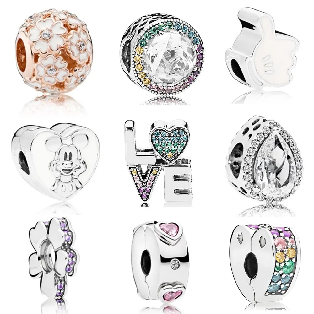 

Ranqin Love Necklace Fashion New European DIY Bead fit Pandora Charm Bracelet Women Pendant Gold Silver Rainbow Flower Red