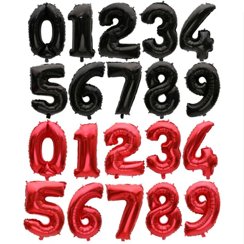 16 32 inch Large Number balloons Gold Silver Pink Red Blue Helium Foil ballon Digit Globos Happy Birthday Party Wedding balloon